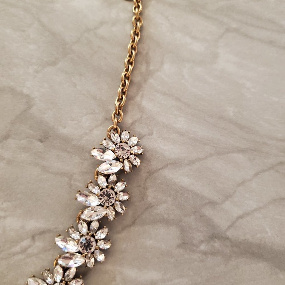 ✨ J.Crew Rhinestone Crystal Cluster Statement Bridal Wedding Necklace ✨ - Picture 5 of 16